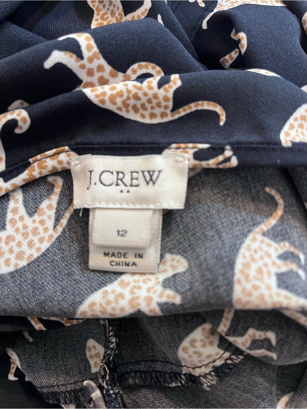 J.Crew navy leopard cheetah cat print dress wrap 12 L - Picture 2 of 5